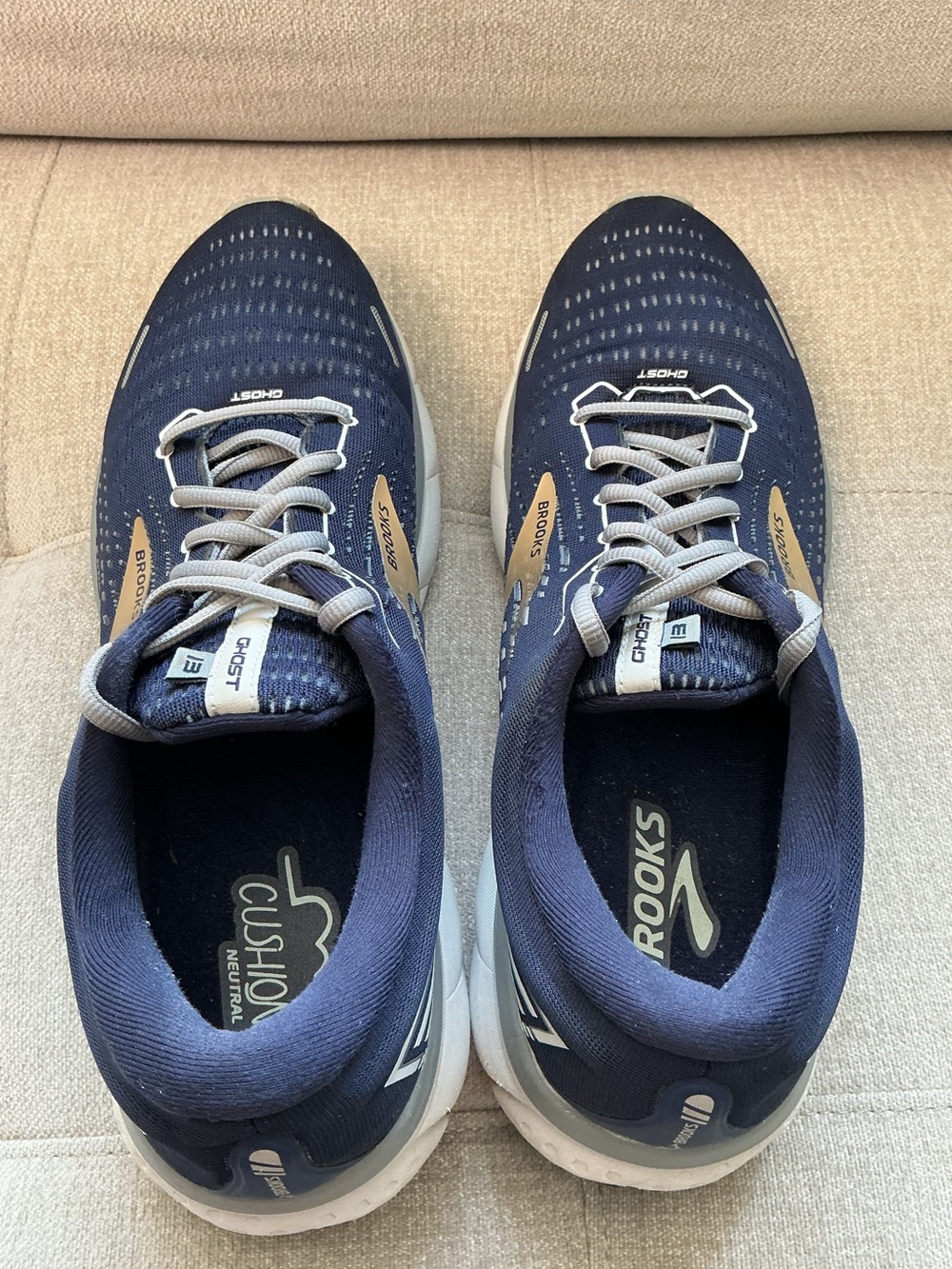 Brooks Ghost 13 Men’s Running Shoes Navy Silver Size 12.5 Excellent Condition - Picture 7 of 16